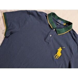 Ralph Lauren Polo Shirt Big Pony Piped Sleeve & Collar Mens XXL Custom Slim Fit